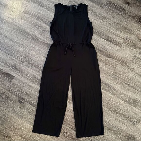 Eileen Fisher Graphite Fine Tencel Stretch Jersey Drawstring Jumpsuit - Picture 1 of 6